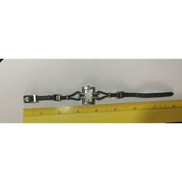 BCBGMAXAZRIA Ladies BG6014 Classic Crystal Black Leather Strap Watch New Battery - Picture 8 of 9